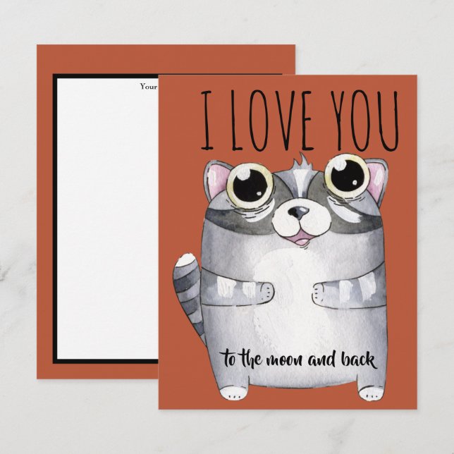Adorables Cartoon Racoon I Love You (Front/Back)