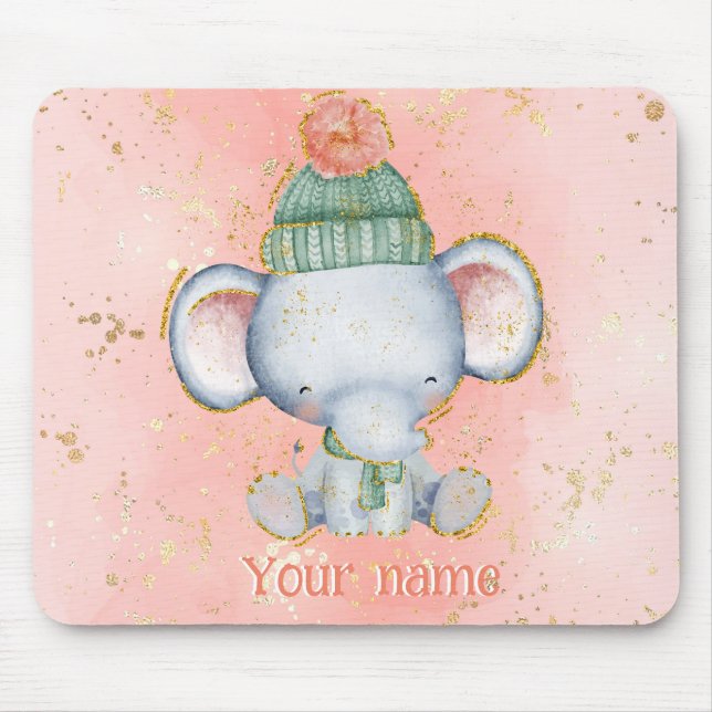 Adorables Christmas Baby Elephant  Mouse Pad (Front)