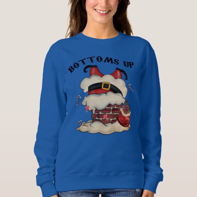 Adorables Christmas Bottoms Up Santa  Sweatshirt (Front)