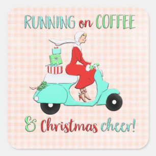 Adorables Christmas Coffee And Cheer Square Sticker