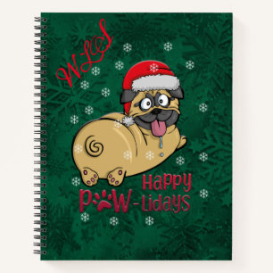 Adorables Christmas Cute Pug In Snow Notebook