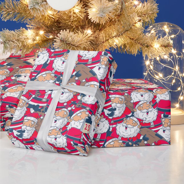 Adorables Christmas Cute Santa Claus Wrapping Paper (Holidays)