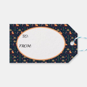 Adorables Christmas Funny Cats On A Sled  Gift Tags