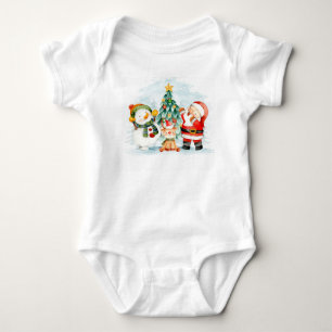 Adorables Christmas Santa Snowman & Deer Baby Bodysuit