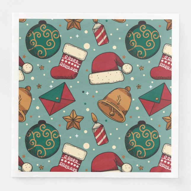 Adorables Christmas Stockings And Santa Hats    Napkin (Front)