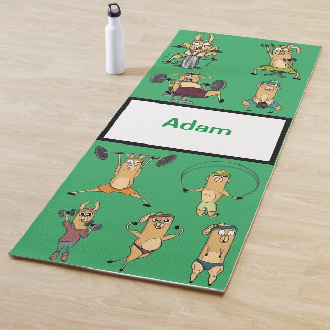 Adorables Custom Cute Cartoon Llamas Exercising  Yoga Mat (In Situ)
