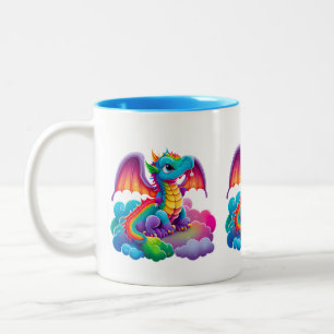 Adorables Cute Dragon Cartoon  Two-Tone Coffee Mug