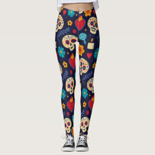 Adorables Day of the Dead Calavara Style Yoga  Leggings