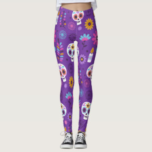 Adorables Day of the Dead Calavara Style Yoga  Leggings
