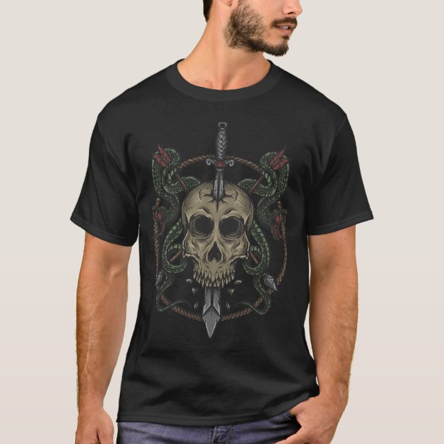 Adorables Day of the Dead Skull Sword T-Shirt (Front)