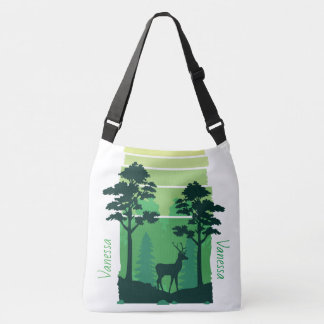 Adorables Deer In Green Forest Custom  Crossbody Bag