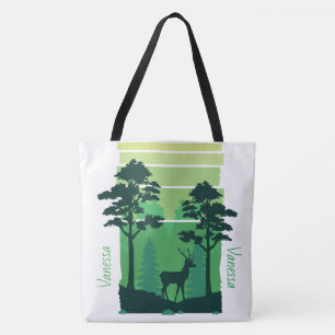 Adorables Deer In Green Forest Custom Tote Bag