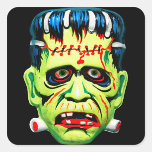 Adorables Green Monster Mask Square Sticker