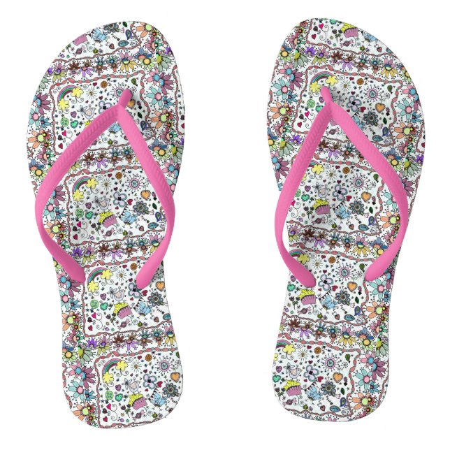 Adorables Happy Happy Joy Joy Doodles   Thongs (Footbed)