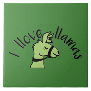 Adorables Llama Love I Llove Llamas Green Ceramic Tile