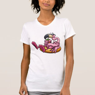 Adorables Pink 3D Flamingo Enjoying A Drink   T-Shirt