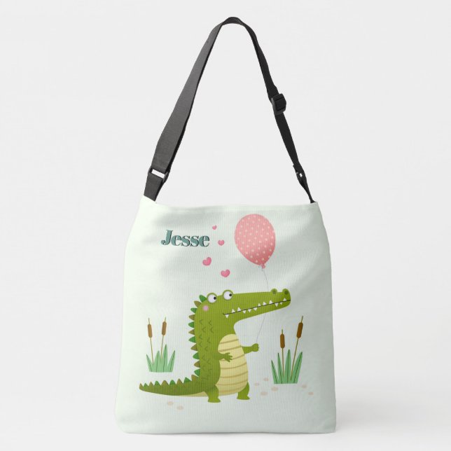 Adorables Reptile Cartoon Alligator Custom  Crossbody Bag (Back)