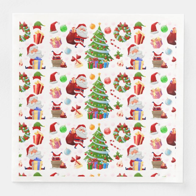 Adorables Santa And Christmas Elements   Napkin (Front)