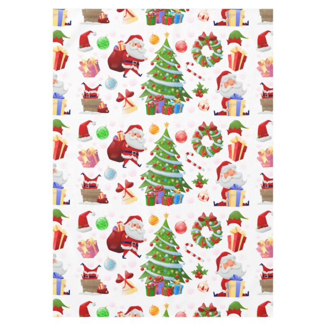 Adorables Santa And Christmas Elements  Tablecloth (Front)