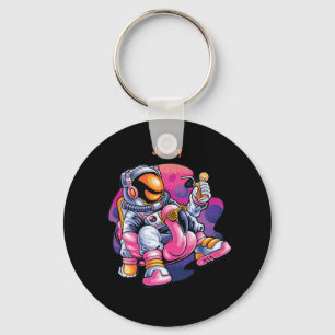 Adorables Spaceman Relaxing With Cool Drink Custom Key Ring