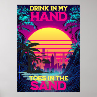 Adorables Synthwave/Vaporwave Retro 80s Tropical Poster