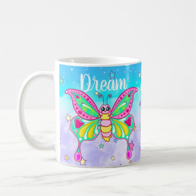Adorably Cute “Dream” Kawaii Butterfly Mug (Left)