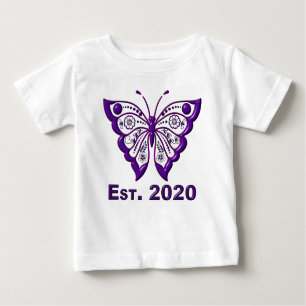 Adorably Cute “Est. 2020 Purple Butterfly” Baby T-Shirt