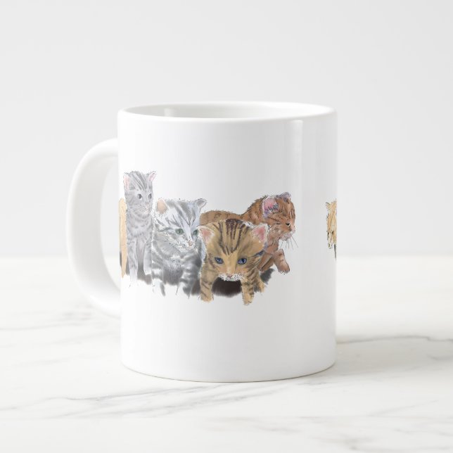 Adorably Cute Kittens Large Coffee Mug (Front Left)