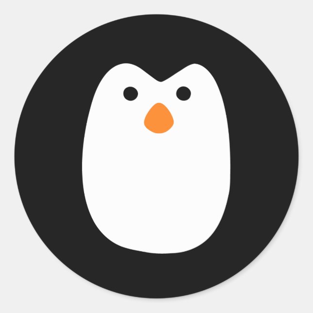 adorably cute penguin face classic round sticker (Front)