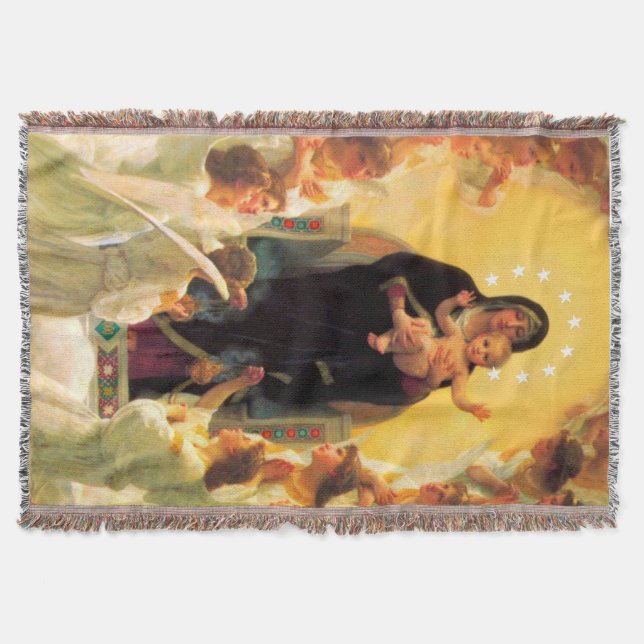 Adoration Blanket Jesus & Virgin Mary & Angels (Front)
