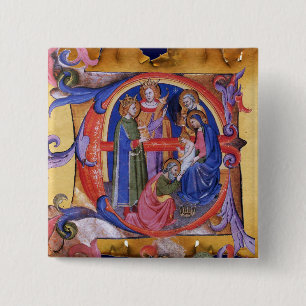 ADORATION OF MAGI CHRISTMAS NATIVITY PARCHMENT 15 CM SQUARE BADGE