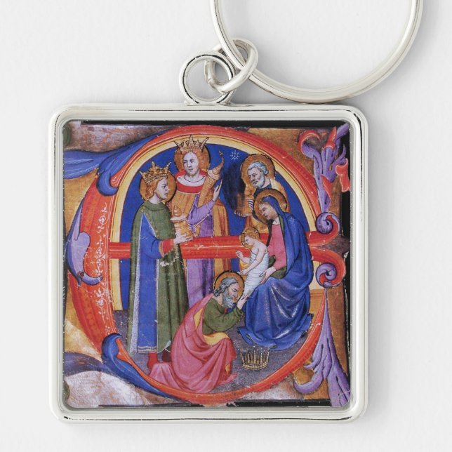 ADORATION OF MAGI CHRISTMAS NATIVITY PARCHMENT KEY RING (Front)