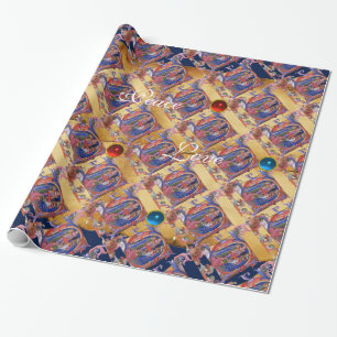 ADORATION OF MAGI FLORAL CHRISTMAS PARCHMENT WRAPPING PAPER