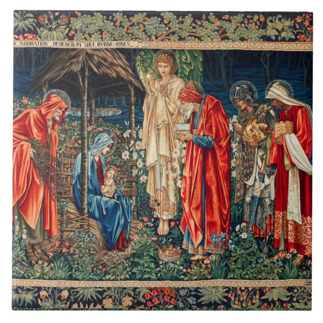 ADORATION OF MAGI Morris,Burne-Jones Ceramic Tile (Front)