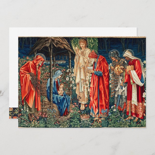 ADORATION OF MAGI Morris,Burne-Jones Christmas  Card (Front/Back)