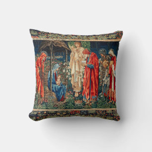 ADORATION OF MAGI Morris,Burne-Jones Christmas Cushion
