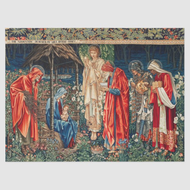 ADORATION OF MAGI Morris,Burne-Jones Christmas Tissue Paper (Front)
