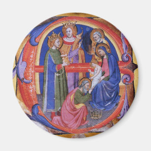 ADORATION OF MAGI NATIVITY CHRISTMAS PARCHMENT MAGNET