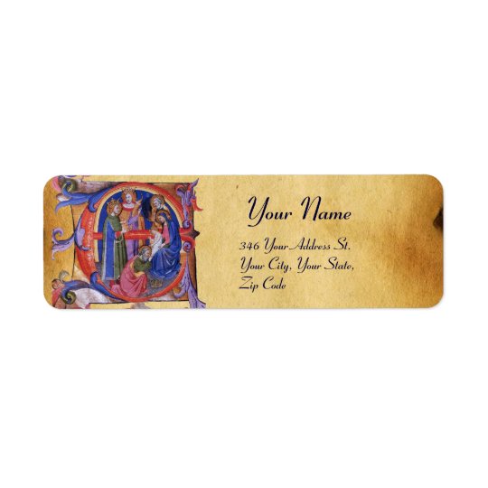 ADORATION OF MAGI NATIVITY CHRISTMAS PARCHMENT RETURN ADDRESS LABEL