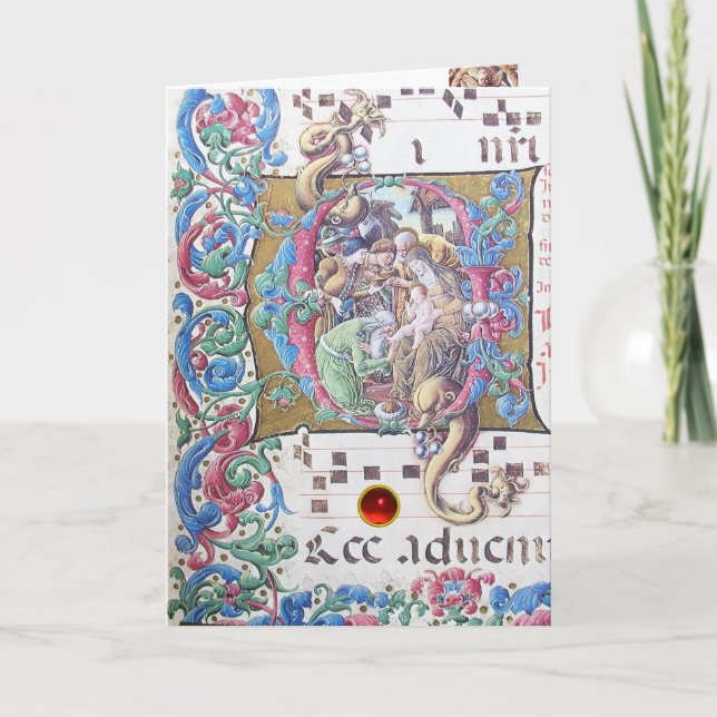 ADORATION OF MAGI , NATIVITY MONOGRAM WITH DOLPHIN HOLIDAY CARD (Front)