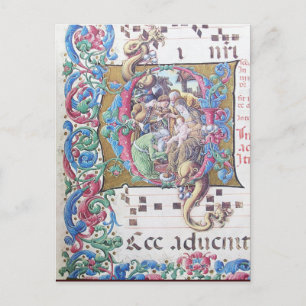 ADORATION OF MAGI , NATIVITY MONOGRAM WITH DOLPHIN POSTCARD