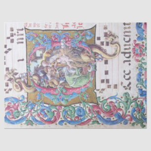 ADORATION OF MAGI , NATIVITY MONOGRAM WITH DOLPHIN TISSUE PAPER