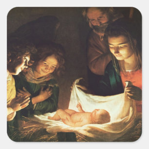 Adoration of the baby, c.1620 square sticker
