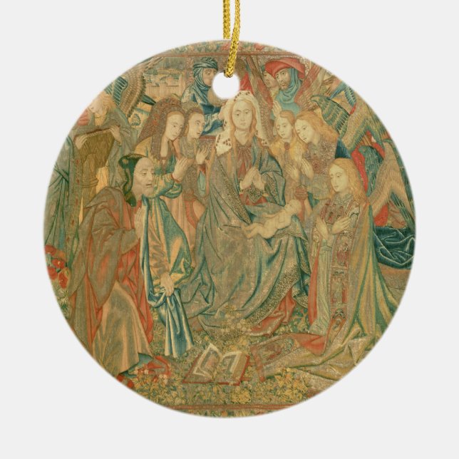Adoration of the Christ child  (Tapestry) Ceramic Ornament (Front)