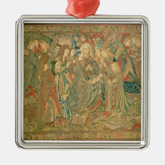 Adoration of the Christ child  (Tapestry) Metal Ornament (Front)