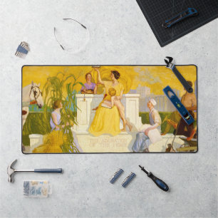Adoration of the Home by Grant Wood Desk Mat