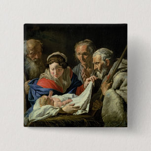 Adoration of the Infant Jesus 15 Cm Square Badge