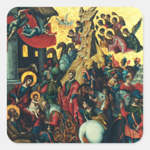 Adoration of the Kings by Michele Damaschino Square Sticker