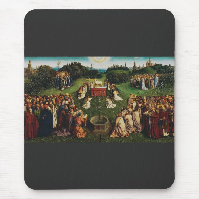 Adoration of the Lamb by Jan van Eyck Mouse Pad (Front)