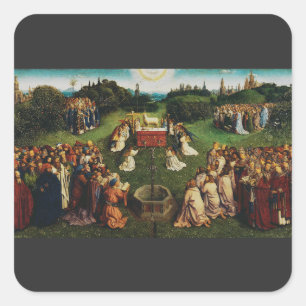 Adoration of the Lamb by Jan van Eyck Square Sticker
